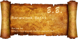 Barancsek Betti névjegykártya